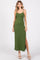 Green Ribbed Sleeveless Side Slit Dress