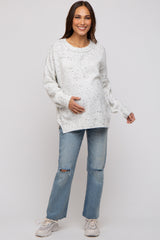 Ivory Speckled Knit Maternity Sweater