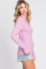 Pink Ribbed Long Sleeve Top