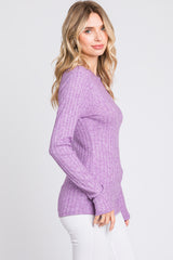 Lavender Ribbed Long Sleeve Top