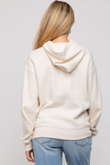 Cream Front Pocket Hooded Fleece Maternity Sweatshirt