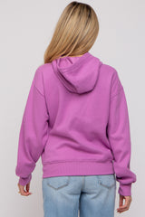 Lavender Front Pocket Hooded Fleece Maternity Sweatshirt