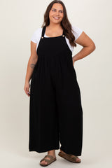 Black Linen Plus Overalls