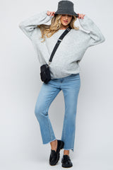 Light Blue Raw Edge Crop Maternity Jeans