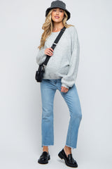 Light Blue Raw Edge Crop Maternity Jeans