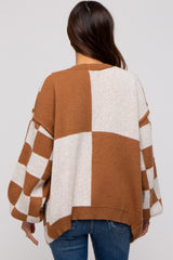 Camel Checkered Maternity Sweater