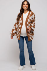 Camel Checkered Maternity Sweater