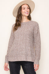 Brown Pattern Knit Maternity Sweater