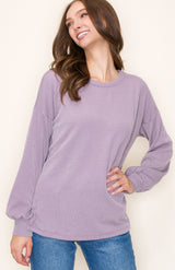 Lavender Ribbed Long Sleeve Top