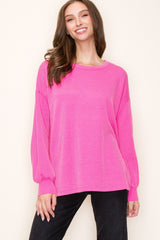 Fuchsia Ribbed Long Sleeve Maternity Top