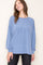 Blue Ribbed Long Sleeve Top