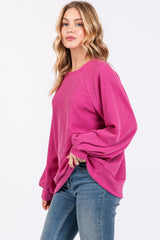 Magenta Ribbed Long Sleeve Maternity Top