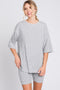 Heather Grey Ribbed Soft Short Sleeve Shorts Set