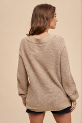 Taupe Open Knit Sweater