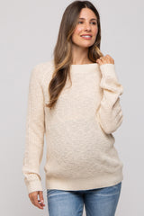 Cream Open Knit Maternity Sweater