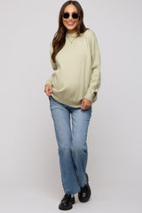 Light Olive Mock Neck Maternity Sweater