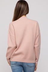 Light Pink Mock Neck Maternity Sweater