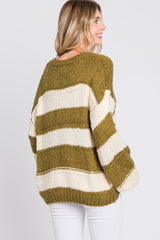 Olive Striped Knit Sweater