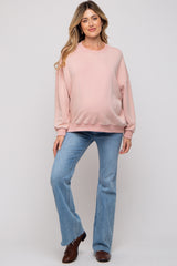 Pink Dropped Shoulder Maternity Sweatshirt