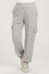 Heather Grey Fleece Cargo Maternity Sweatpants