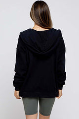 Black Hooded Maternity Jacket