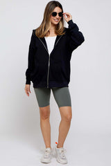 Black Hooded Maternity Jacket