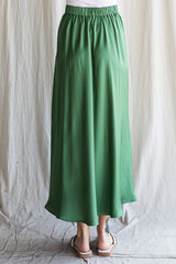 Green Solid Satin Circle Skirt