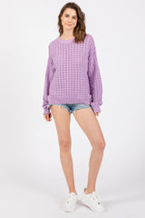 Lavender Open Knit Long Sleeve Top