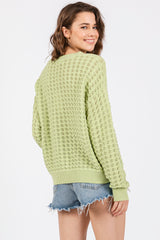 Lime Open Knit Long Sleeve Top