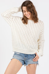 Cream Open Knit Maternity Long Sleeve Top