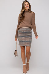 Multi Colored Fair Isle Printed Maternity Knit Mini Skirt