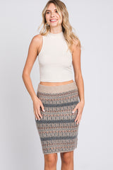 Multi Colored Fair Isle Printed Knit Mini Skirt