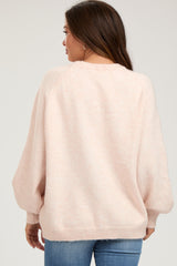 Light Pink Balloon Sleeve Maternity Sweater