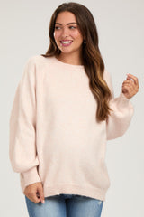 Light Pink Balloon Sleeve Maternity Sweater