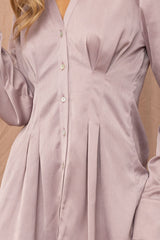 Ash Lilac Satin Shirt Dress