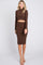 Brown Mock Neck Top Skirt Set