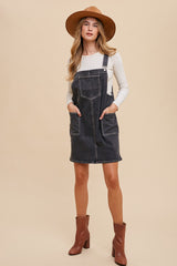 Black Denim Overall Dress