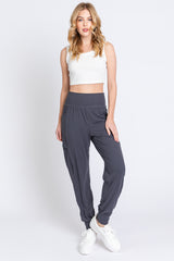 Charcoal Cargo Pocket Maternity Jogger Pants