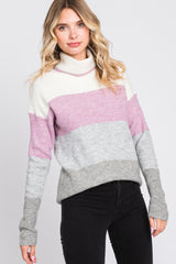 Multi-Color Color Block Turtleneck Sweater