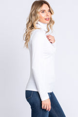 Ivory Ribbed Turtleneck Top