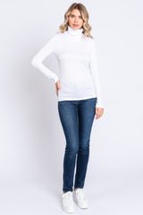 Ivory Ribbed Turtleneck Top