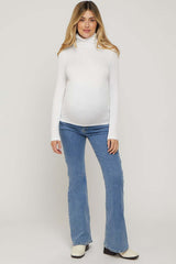 Ivory Ribbed Maternity Turtleneck Top