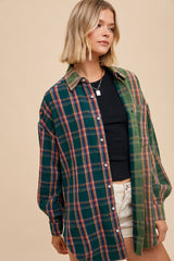 Evergreen Garment Washed Two Tone Plaid Button Down