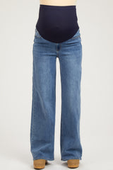 Blue Wide Leg Maternity Jeans