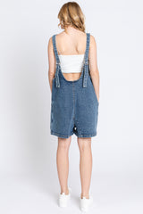 Blue Denim Scoop Neck Short Overall