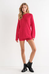 Red Sweater Short Maternity Set