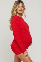 Red Sweater Short Maternity Set