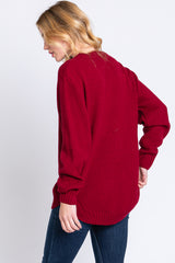 Burgundy Knit Pullover Sweater