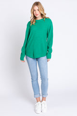 Green Knit Pullover Sweater