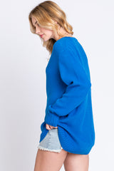 Blue Knit Pullover Sweater